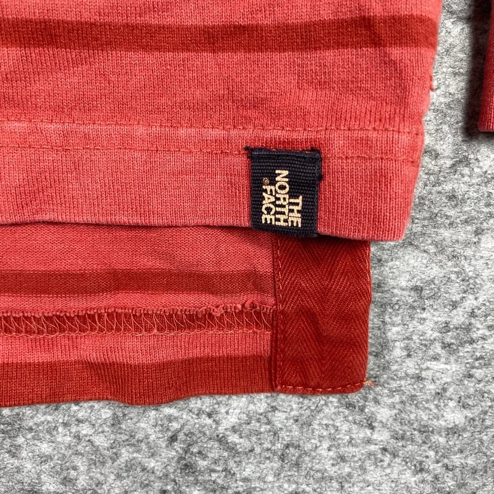 The North Face Rugby Polo Shirt Mens L Red Striped Long Sleeve Cotton Outdoor
